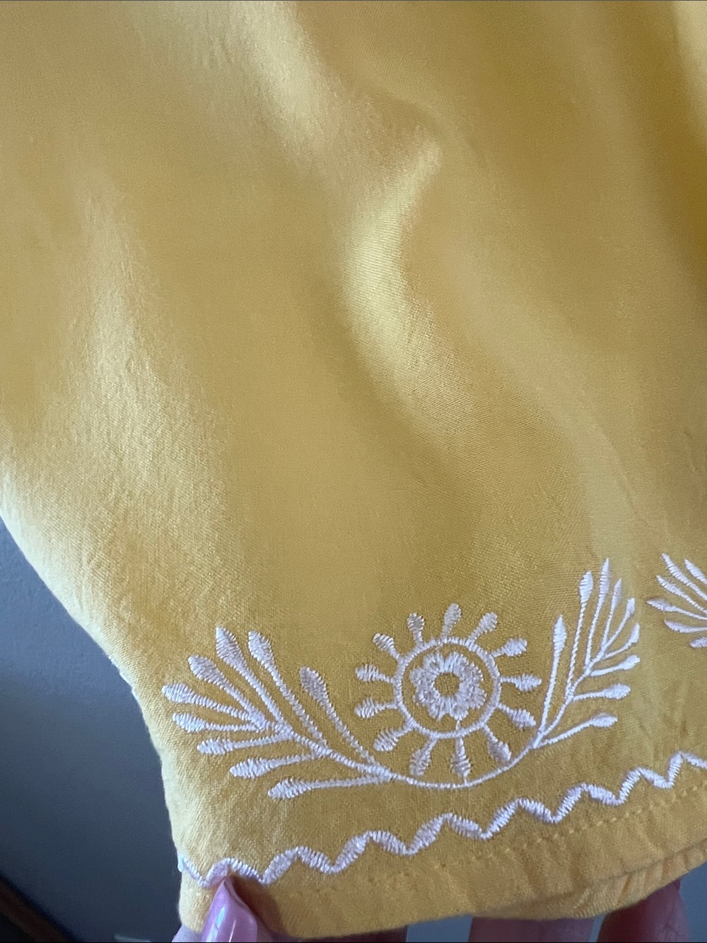 Faded Glory Yellow Embroidered Cap-Sleeve Blouse - Picture 7 of 7